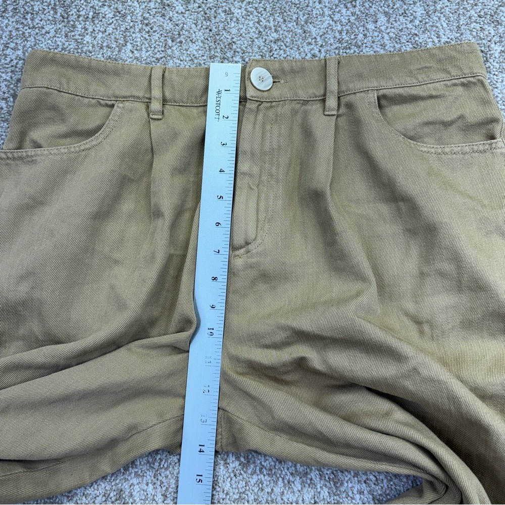 Zara Camel Wide Led Pants Womens size L Pleated - Picture 6 of 14